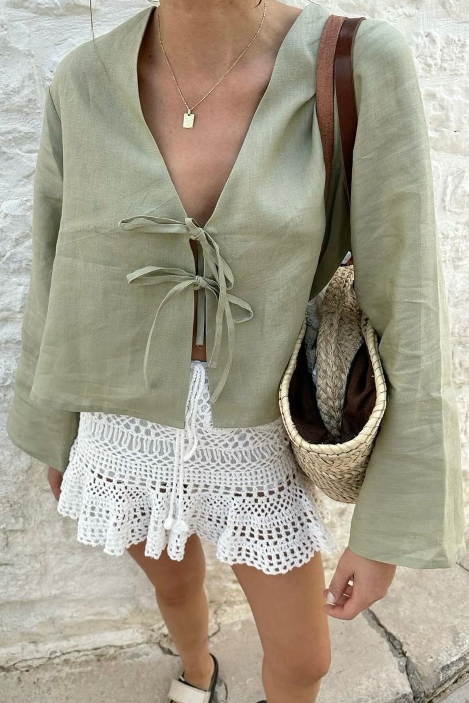 ★ Coastal Breeze Lace-Up Top