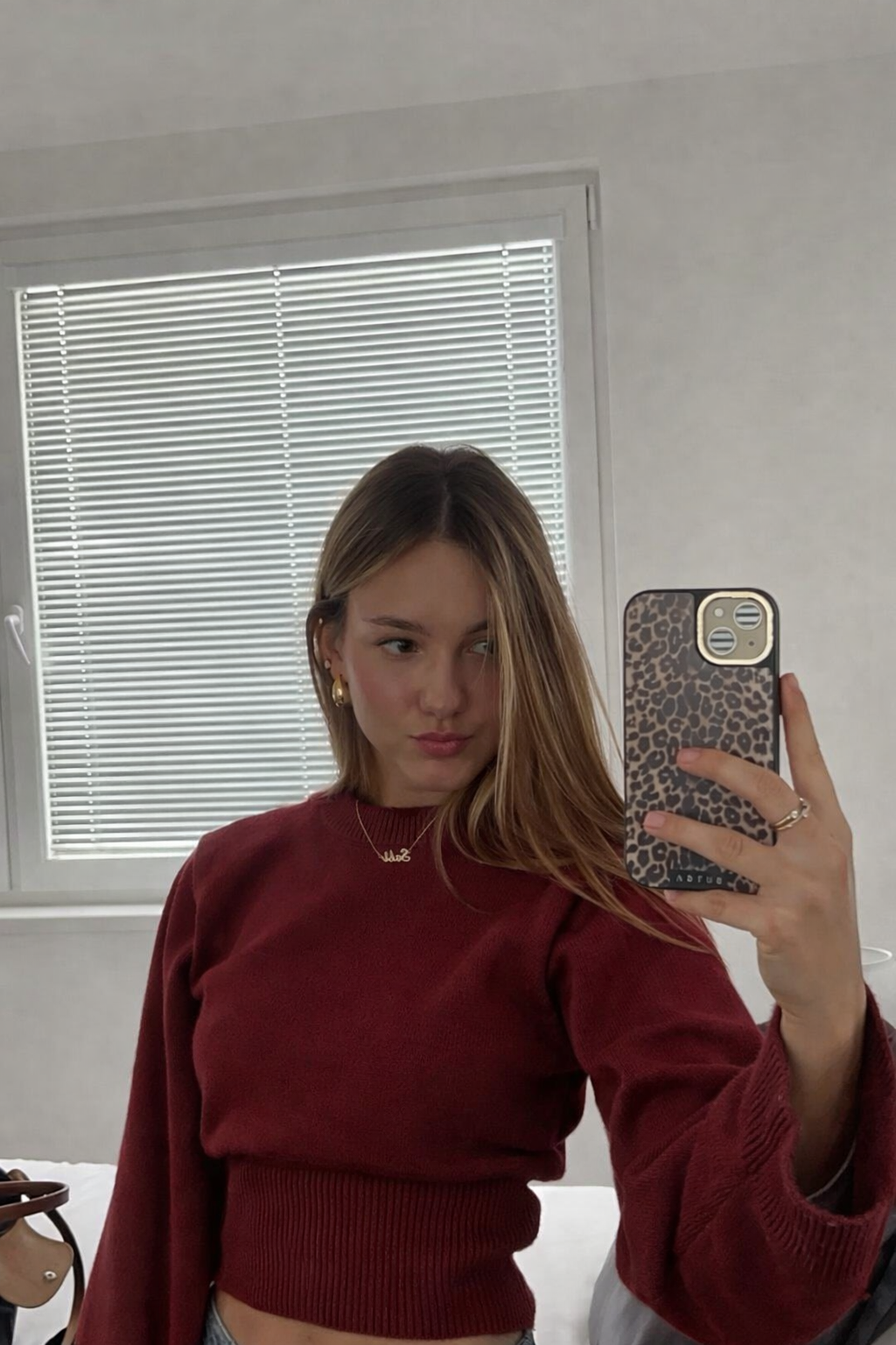 ★ June Burgundy Cropped Sweater