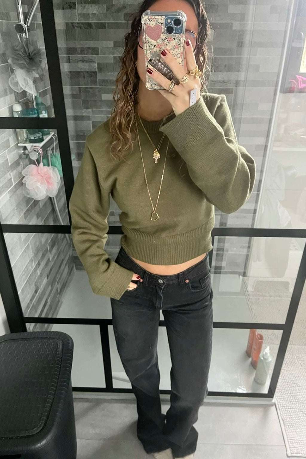 ★ June Army Green Cropped Sweater