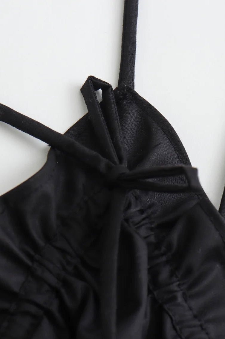 ★ Midnight Satin Bow Top
