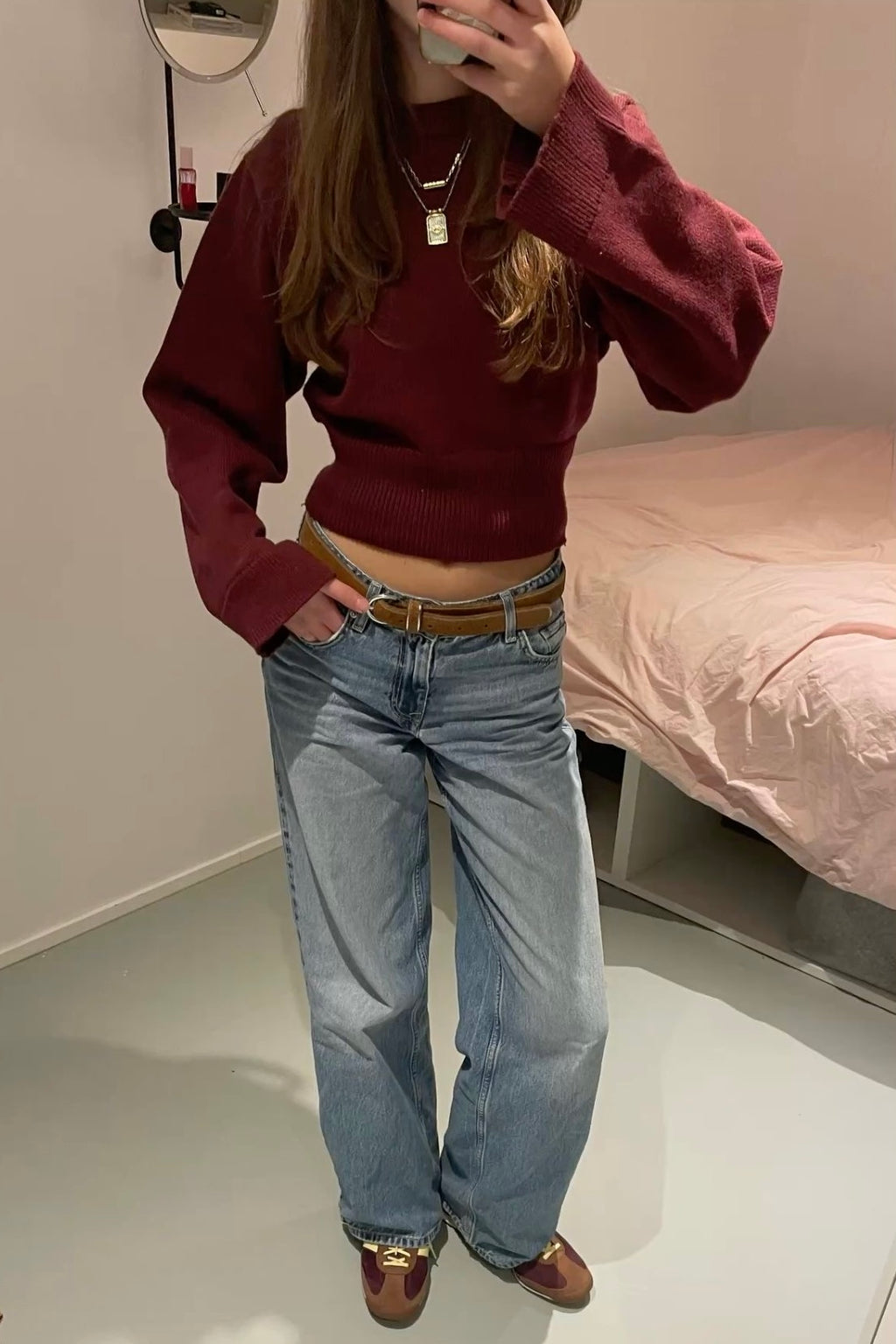 ★ June Burgundy Cropped Sweater