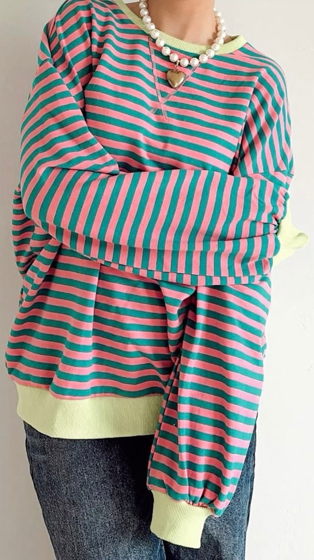 ★ Striped Oversized Crewneck