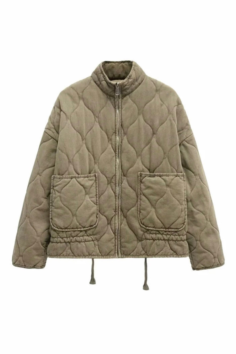 ★ Green Vintage High-Collar Padded Jacket