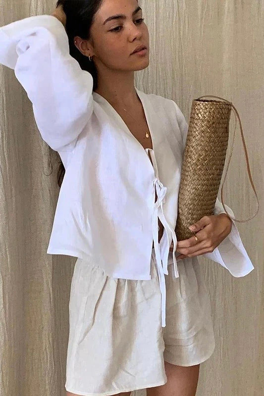 ★ Coastal Breeze Lace-Up Top