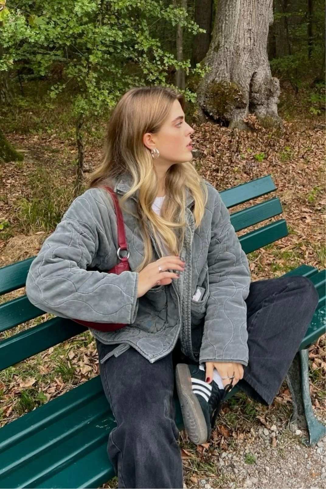 ★ Grey Vintage High-Collar Padded Jacket