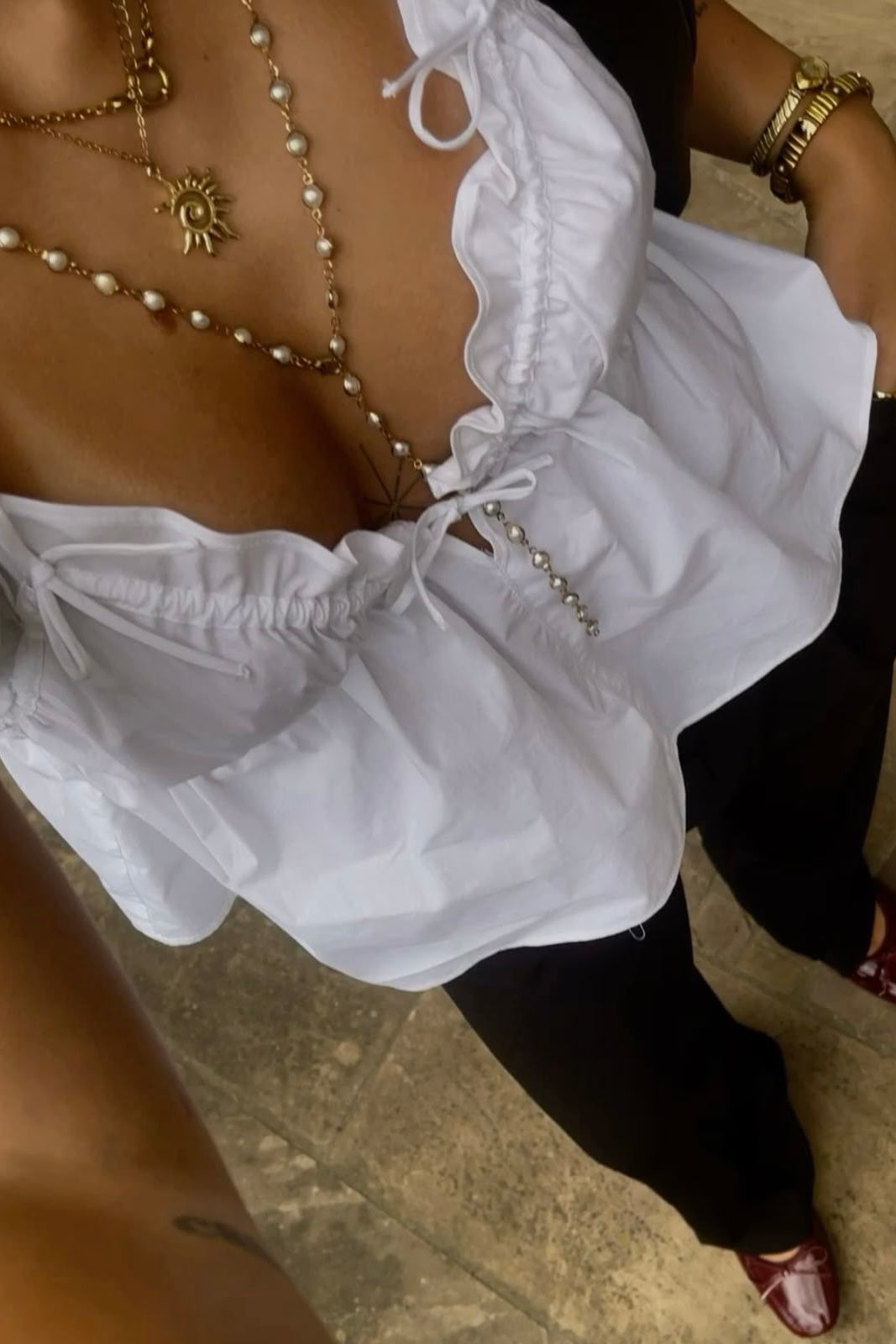 ★ Midnight Satin Bow Top