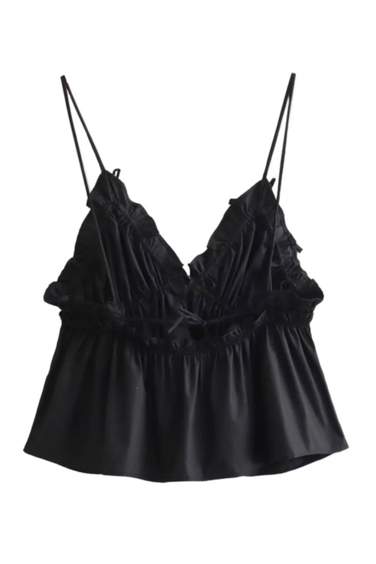 ★ Midnight Satin Bow Top