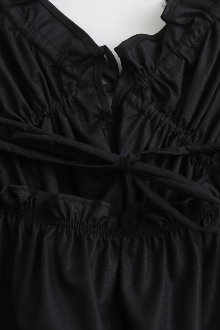 ★ Midnight Satin Bow Top