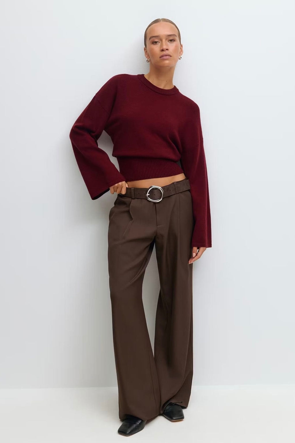 ★ June Burgundy Cropped Sweater