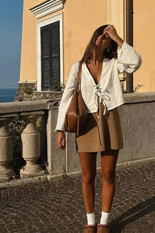 ★ Coastal Breeze Lace-Up Top