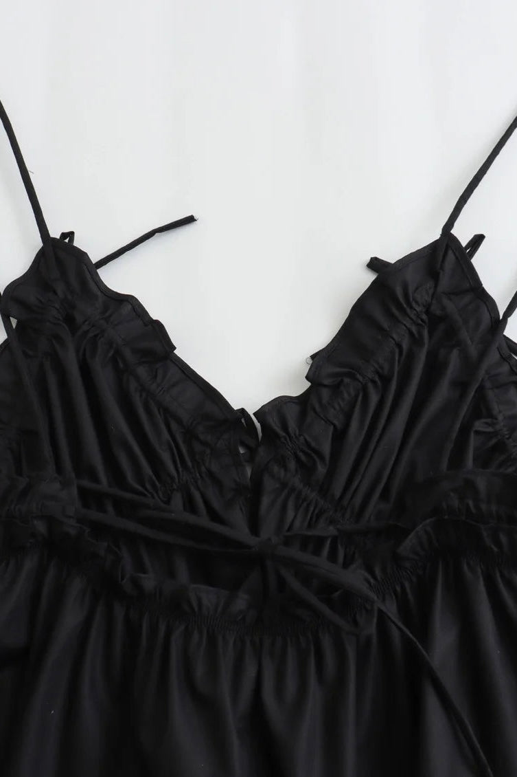 ★ Midnight Satin Bow Top