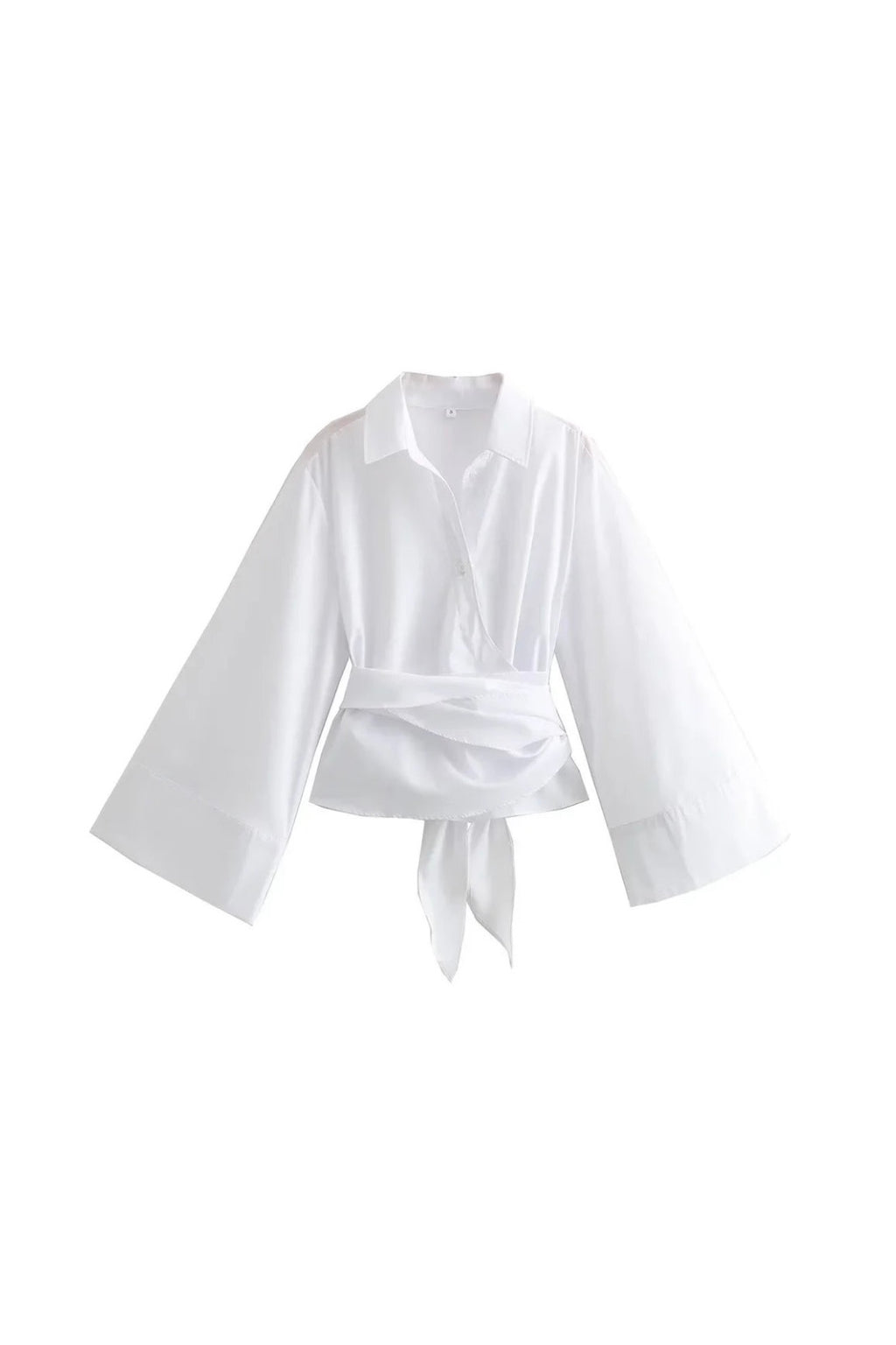 ★ Chic Bow-Tie Wrap Poplin Shirt