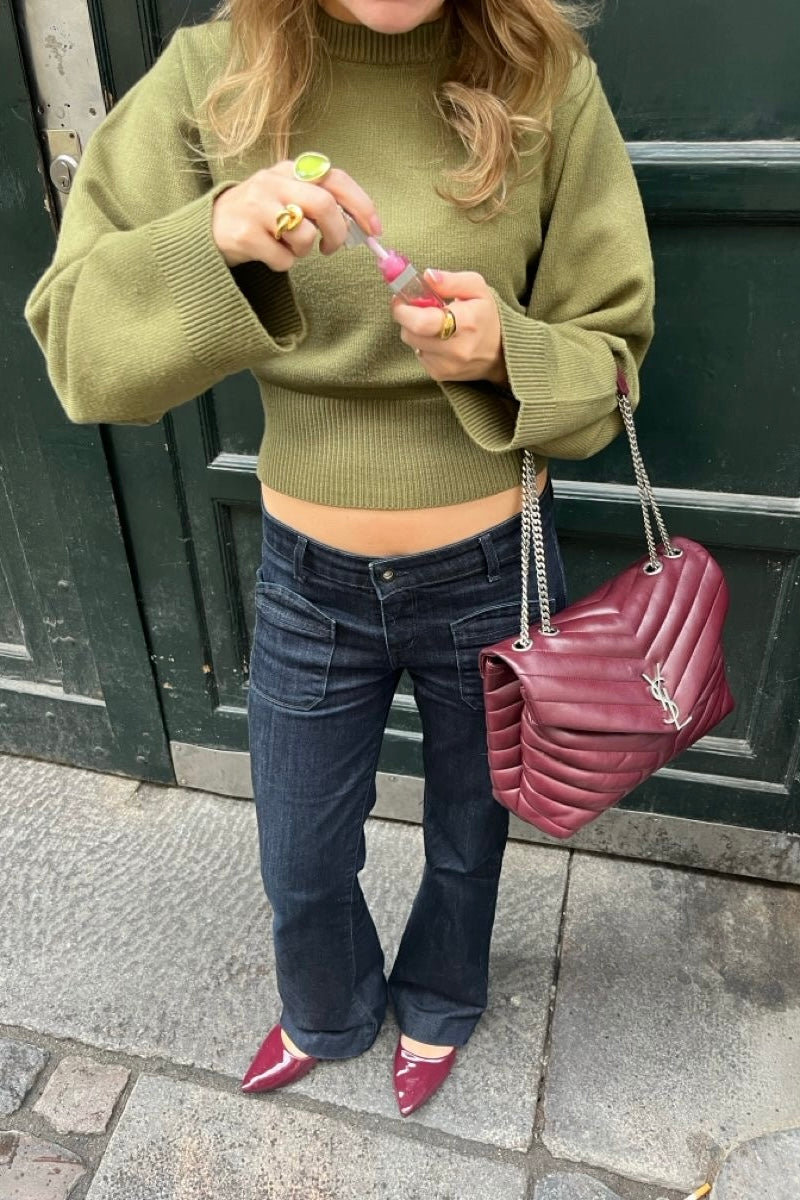 ★ June Army Green Cropped Sweater