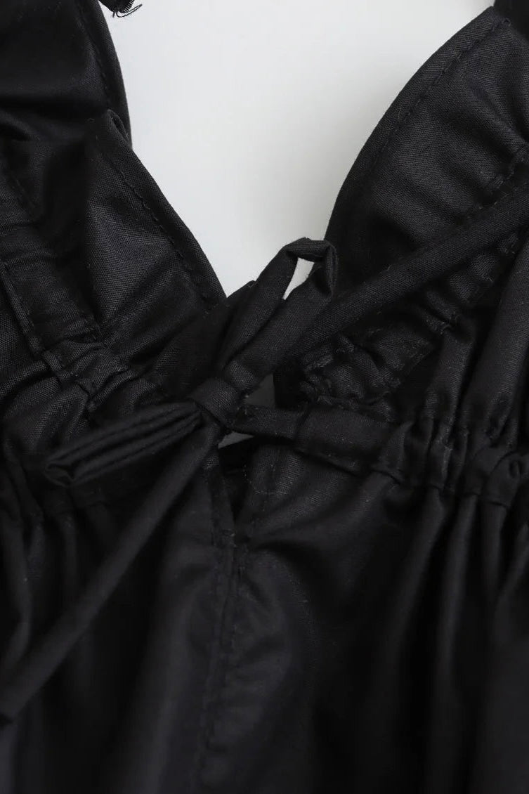 ★ Midnight Satin Bow Top