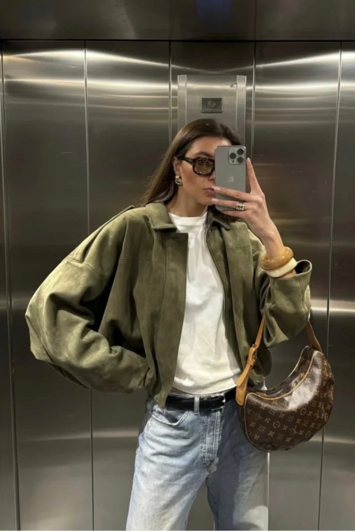 ★ Bomberjacke mit urbanem Wildledereffekt