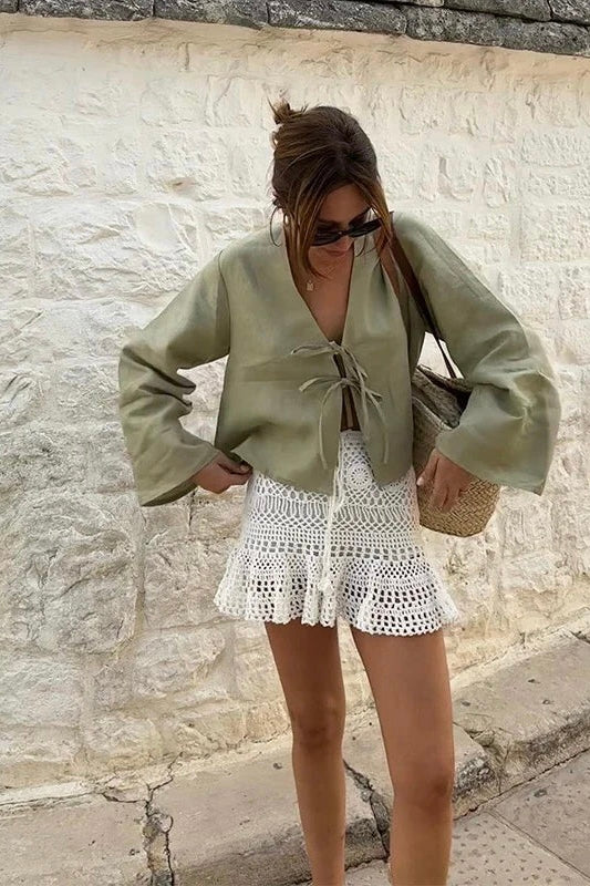 ★ Coastal Breeze Lace-Up Top