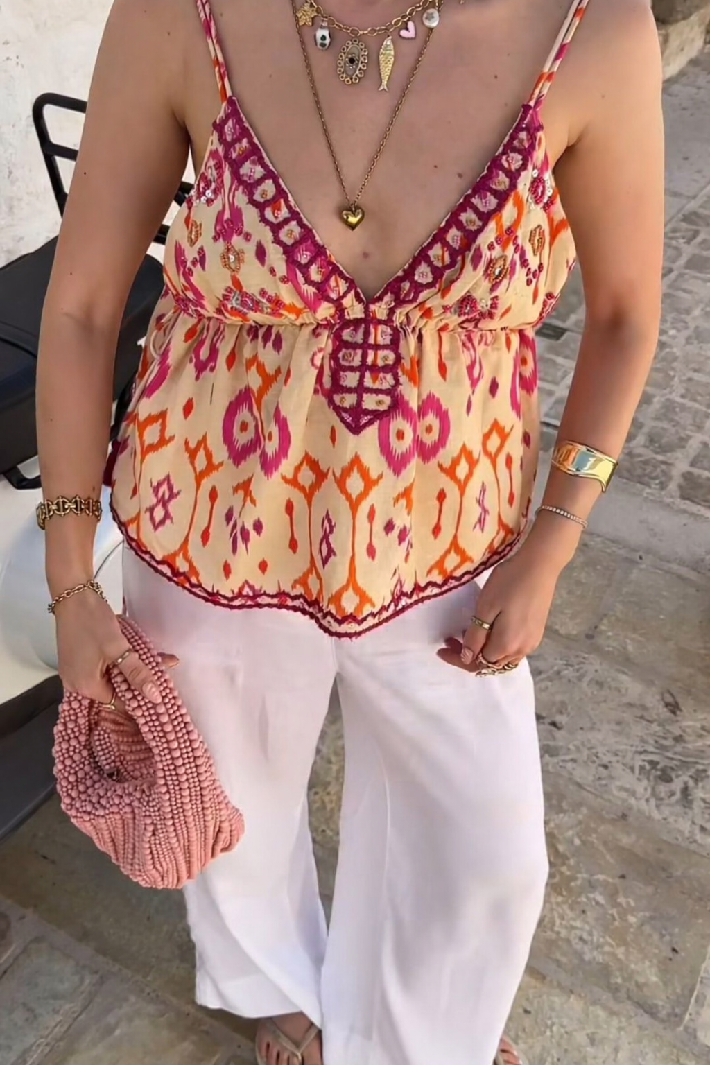 ★ Sunset Print Cropped Top