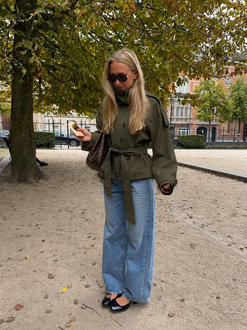 ★ Green Classic Belted Trench Coat