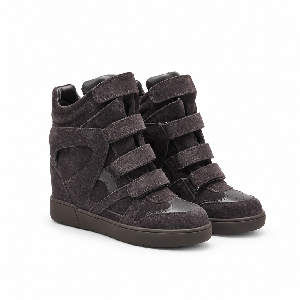 ★ The Elara High Wedge Sneakers - Brown coffee