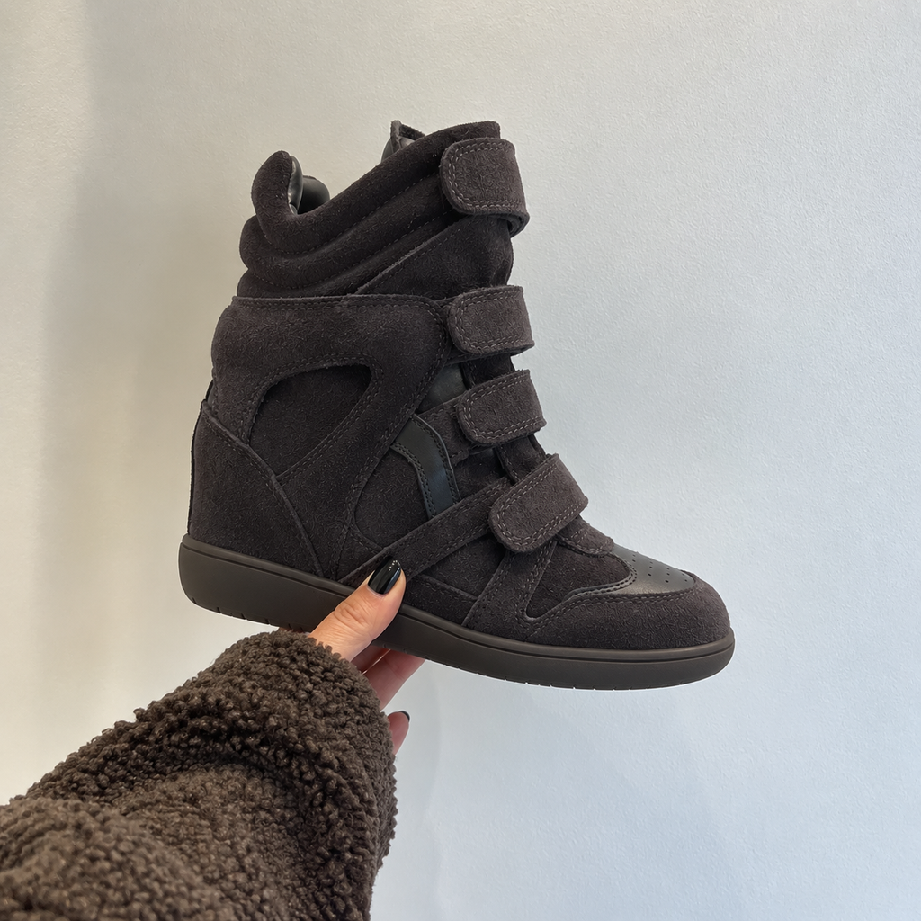 ★ The Elara High Wedge Sneakers - Brown coffee