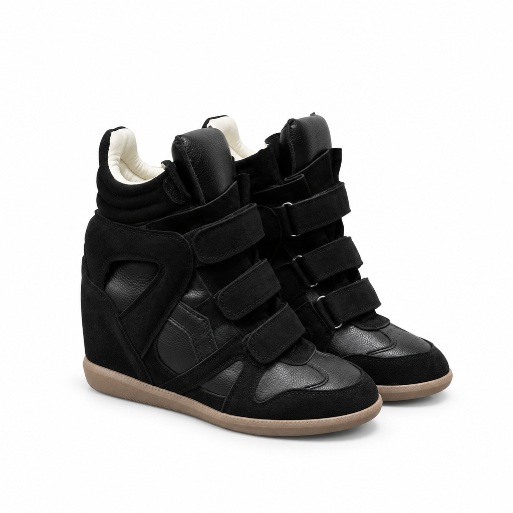 ★ The Elara High Wedge Sneakers - Black
