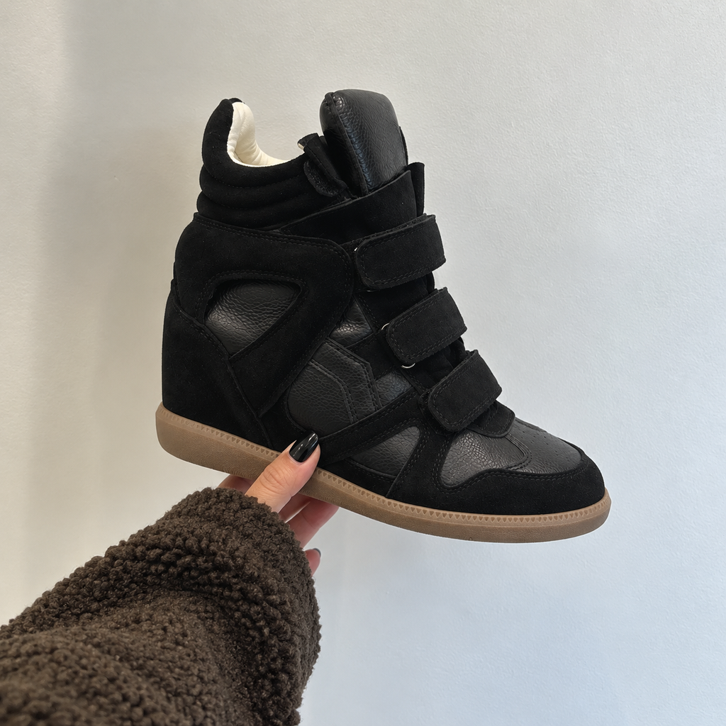 ★ The Elara High Wedge Sneakers - Black