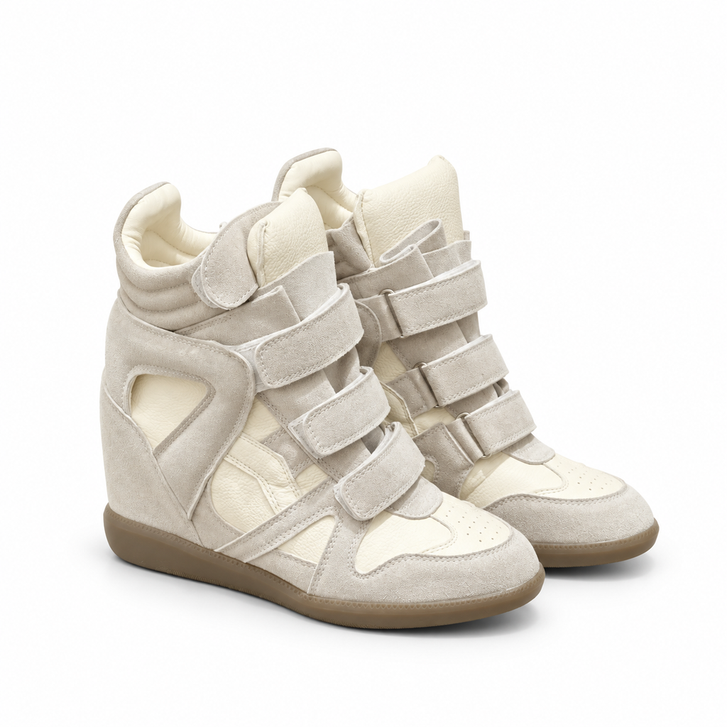 ★ The Elara High Wedge Sneakers - Beige grey