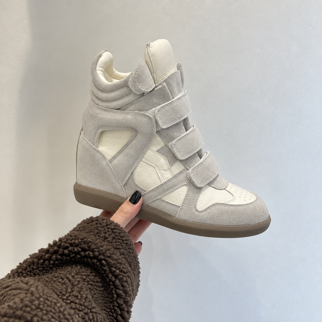 ★ The Elara High Wedge Sneakers - Beige grey