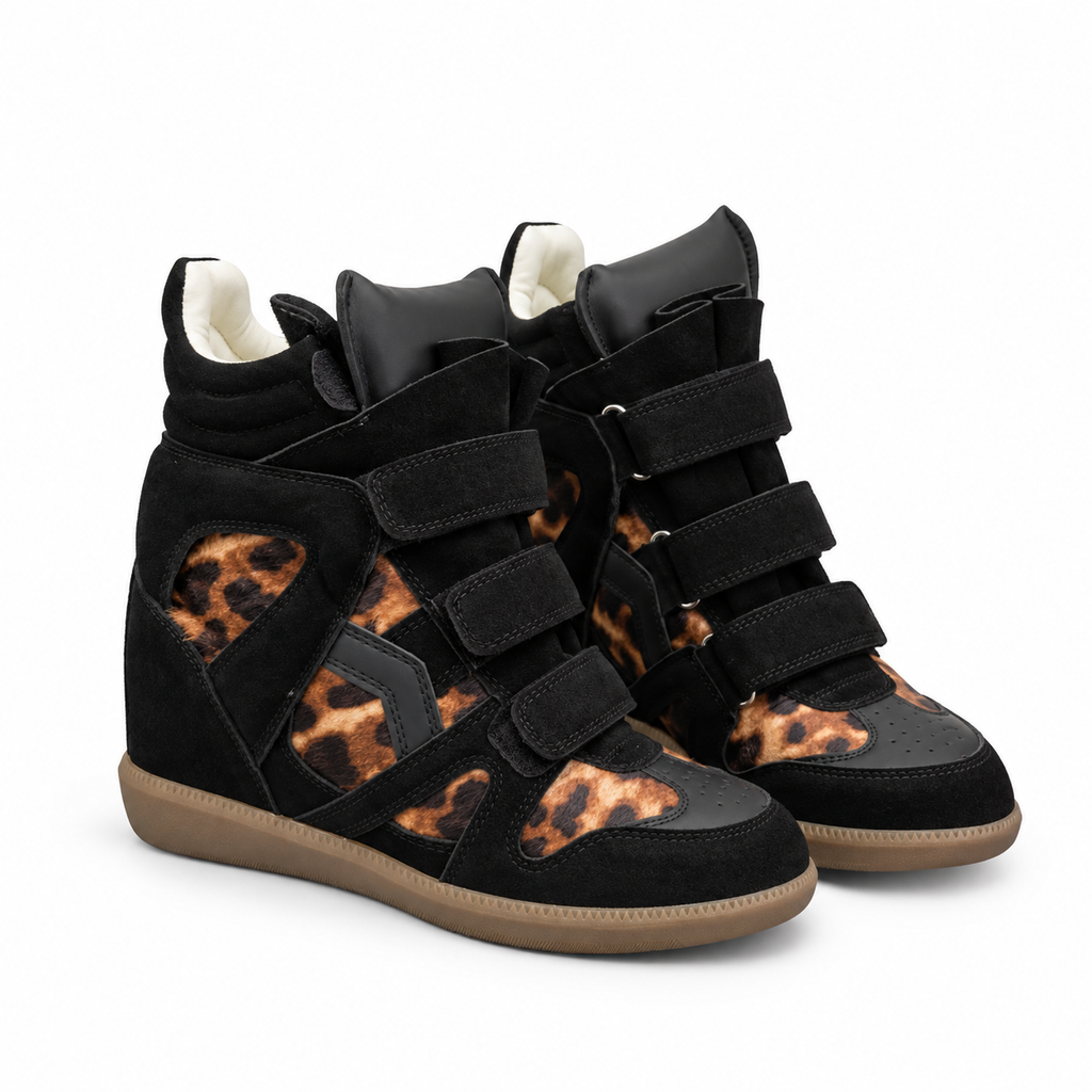 ★ The Elara High Wedge Sneakers - Leopard