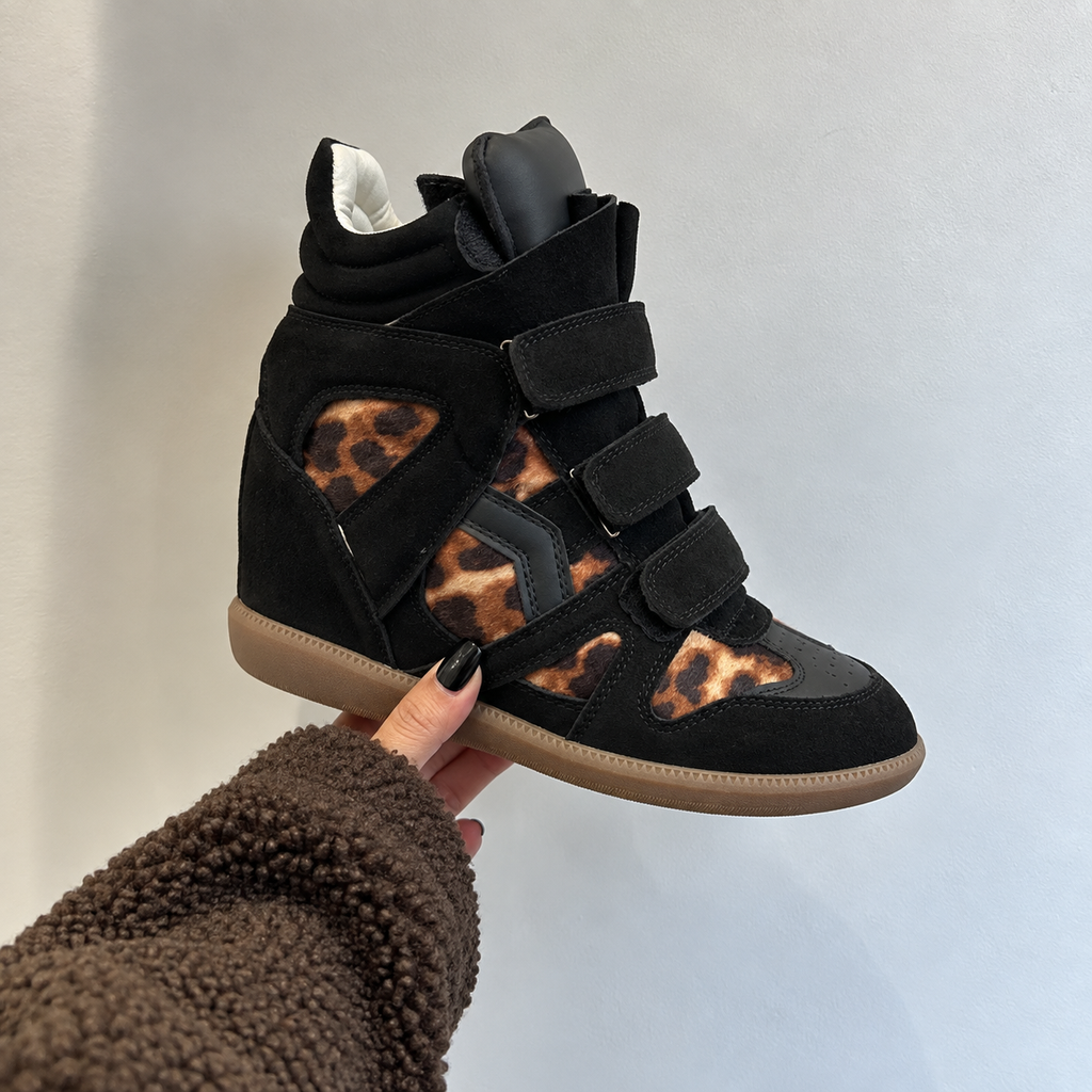 ★ The Elara High Wedge Sneakers - Leopard
