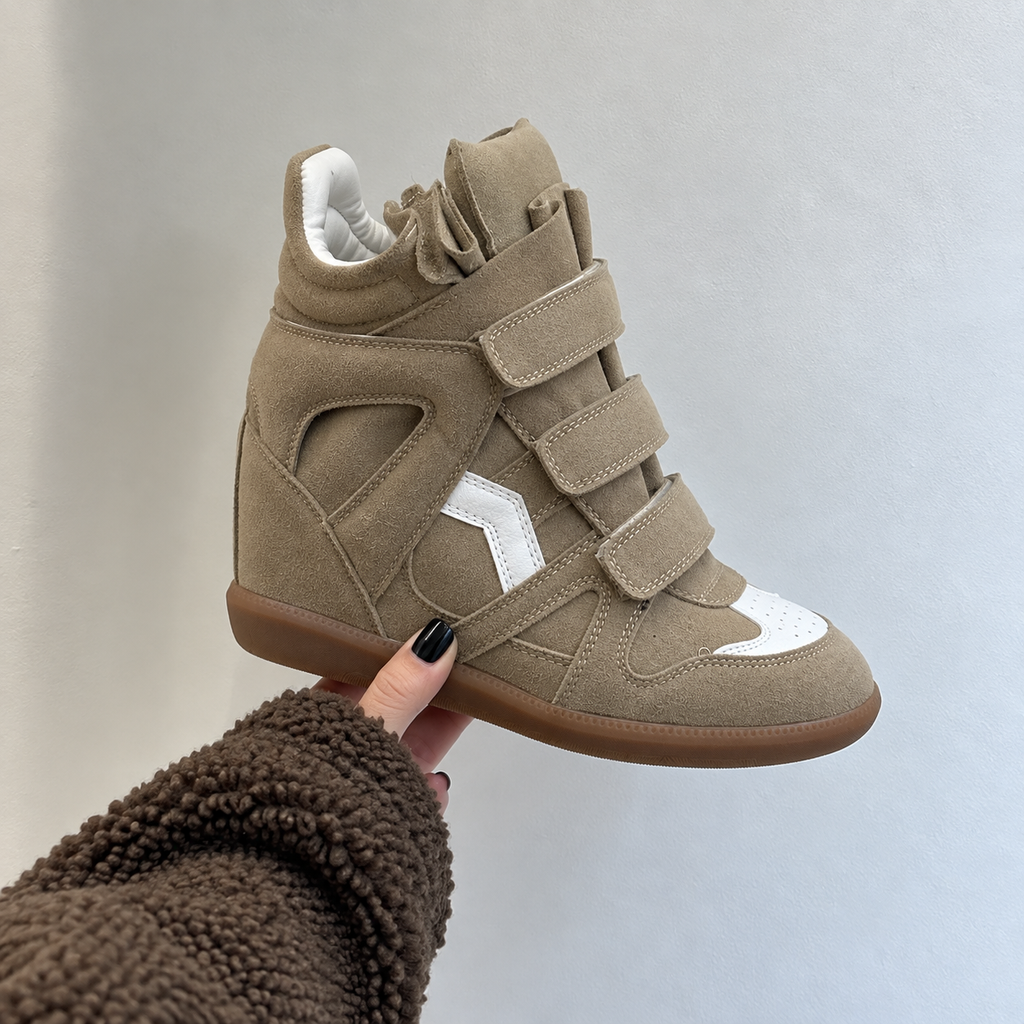 ★ The Elara High Wedge Sneakers - Khaki