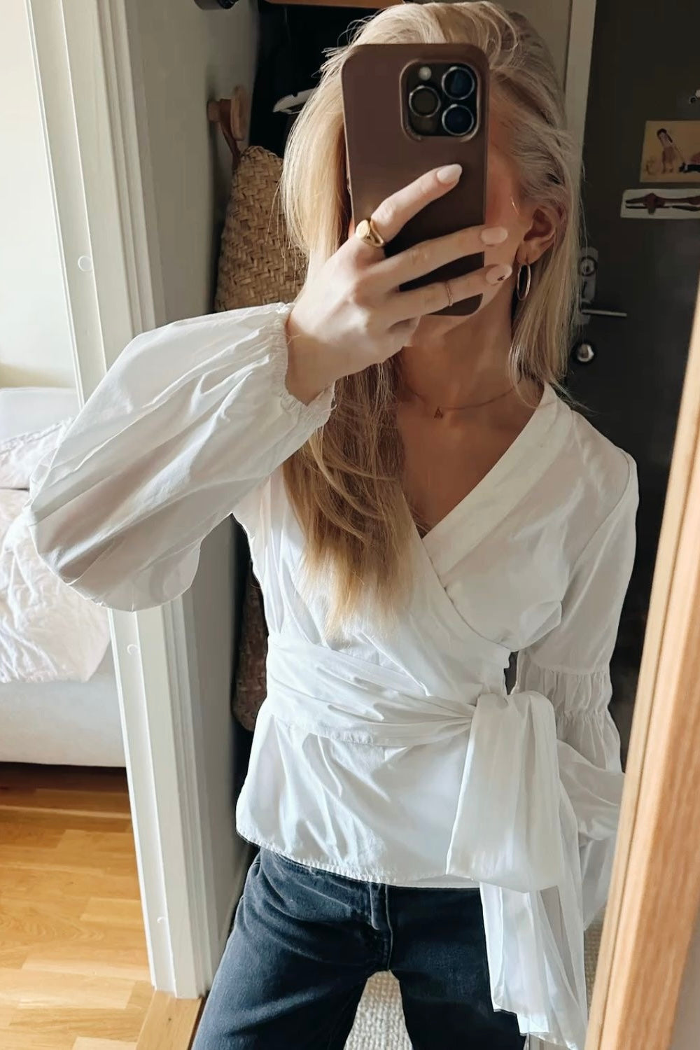 ★ Chic Bow-Tie Wrap Poplin Shirt