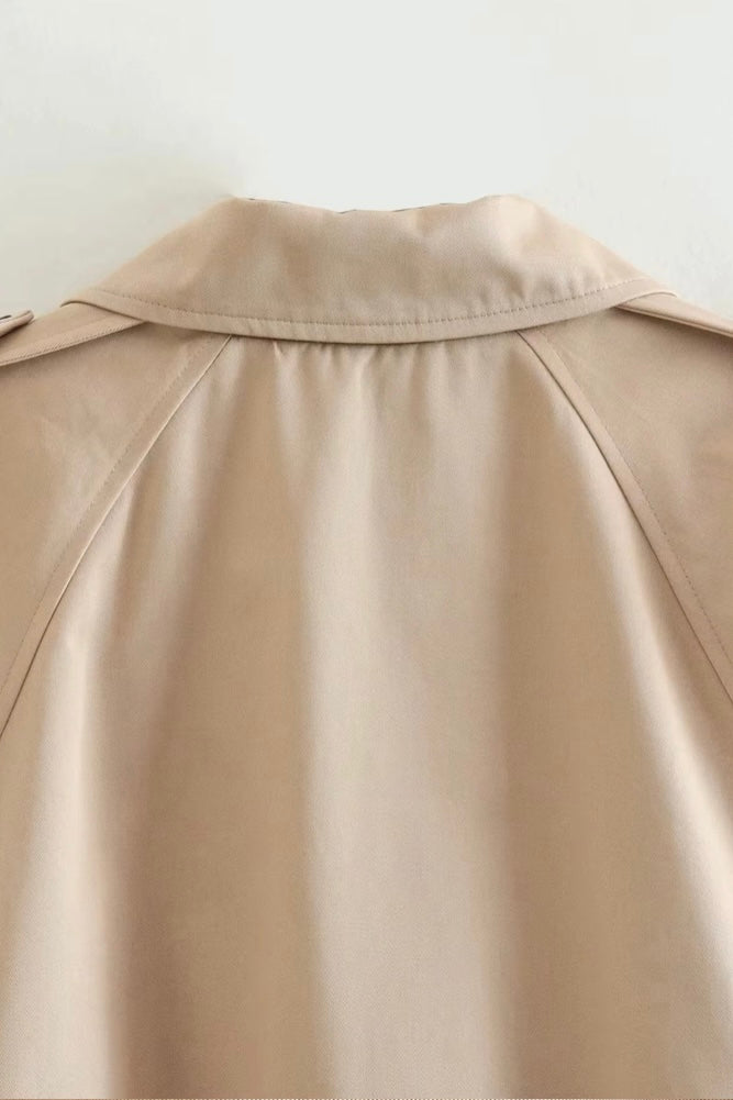 ★ Beige Cropped Trench Jacket