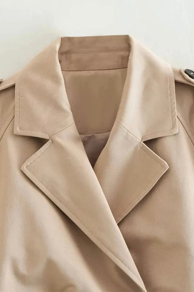 ★ Beige Cropped Trench Jacket