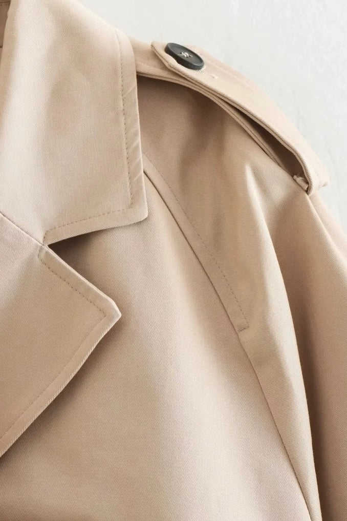 ★ Beige Cropped Trench Jacket