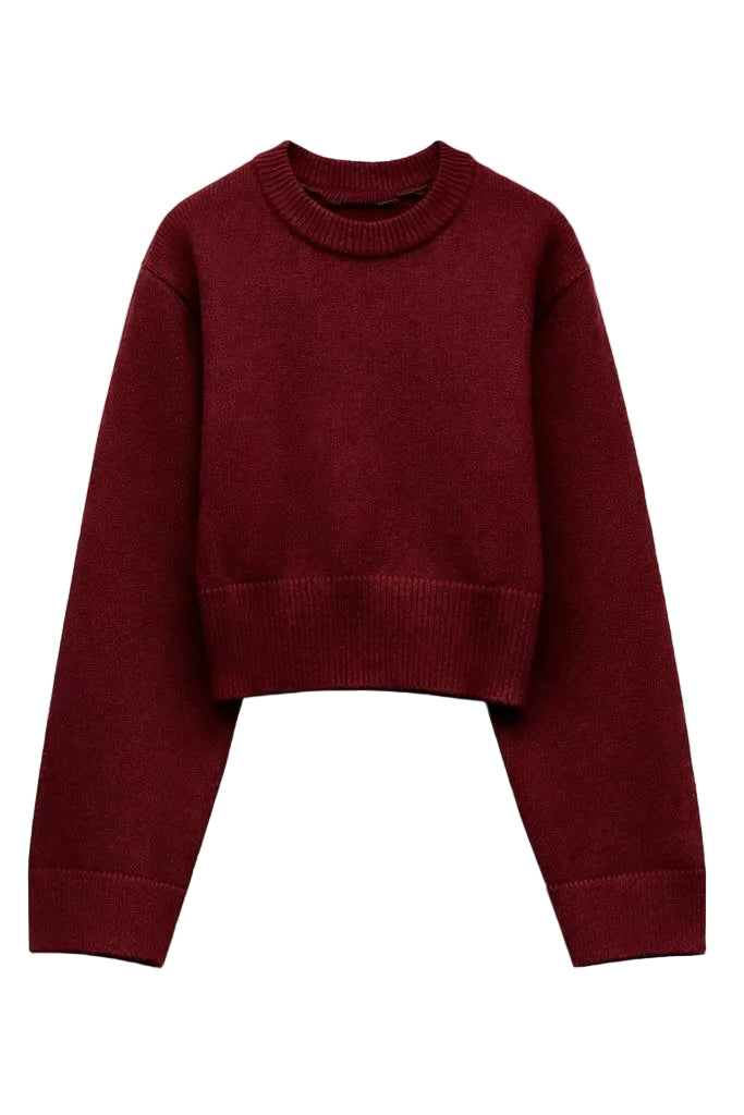 ★ June Burgundy Cropped Sweater
