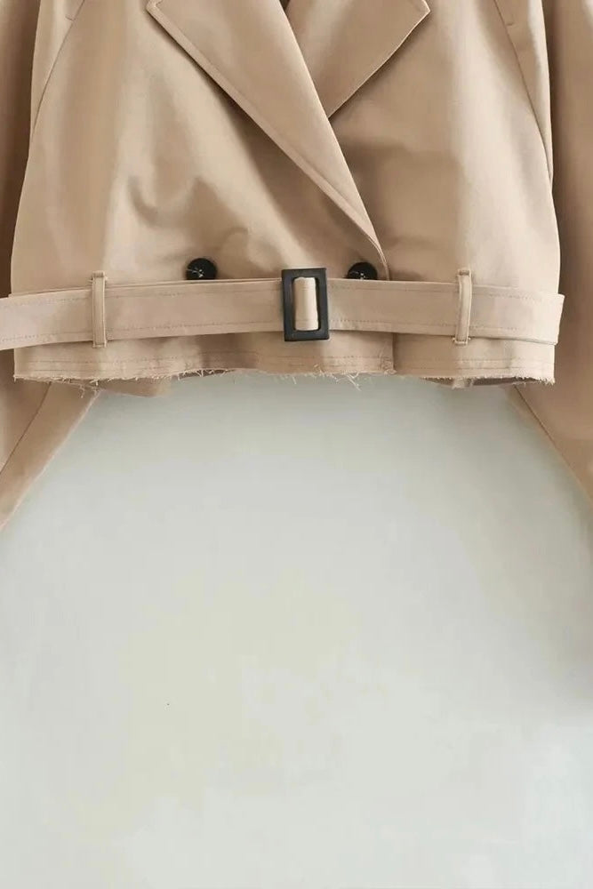 ★ Beige Cropped Trench Jacket