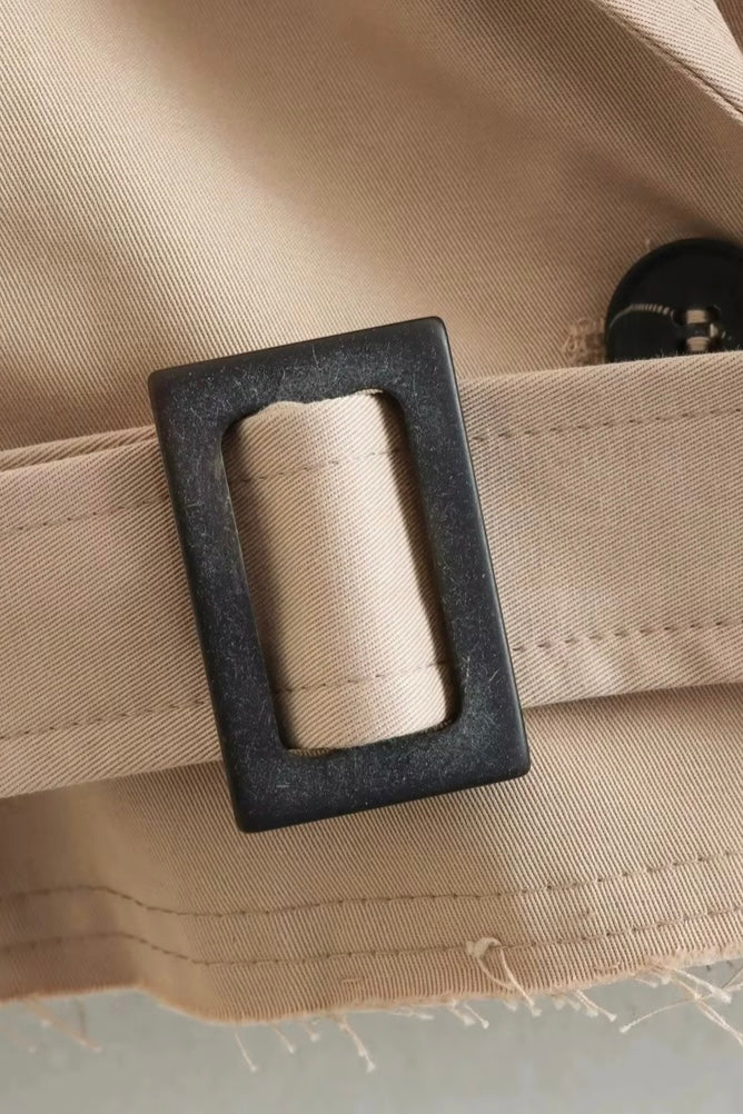 ★ Beige Cropped Trench Jacket