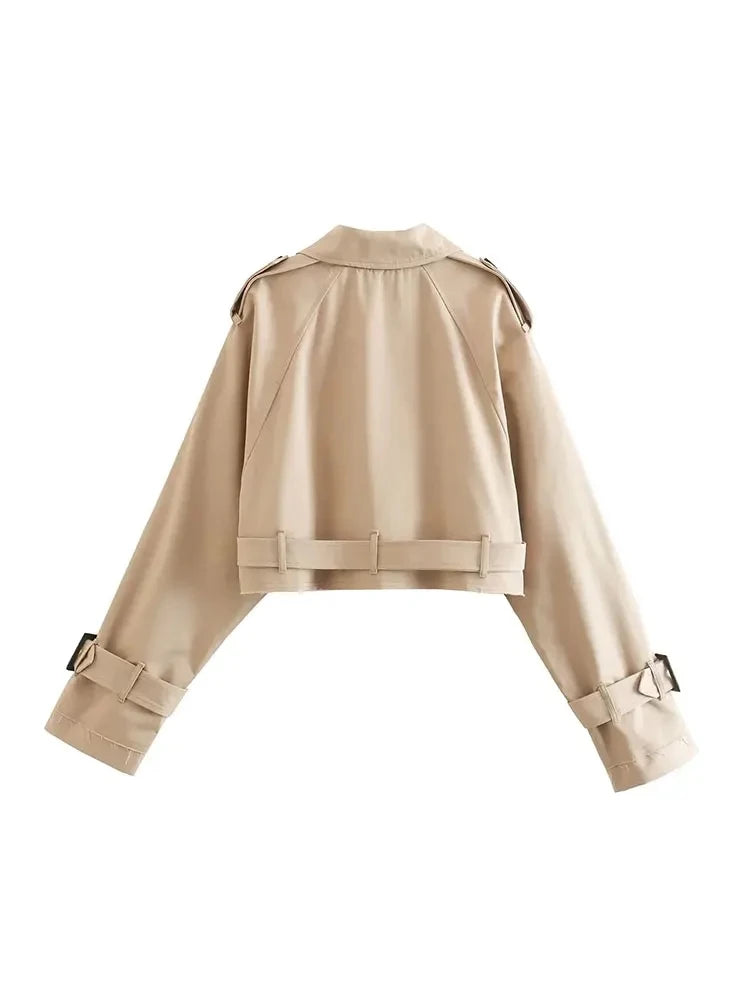★ Beige Cropped Trench Jacket