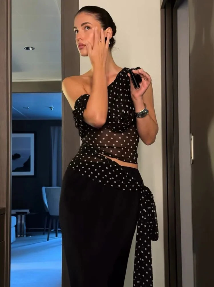 ★ Polka Muse One Shoulder Top