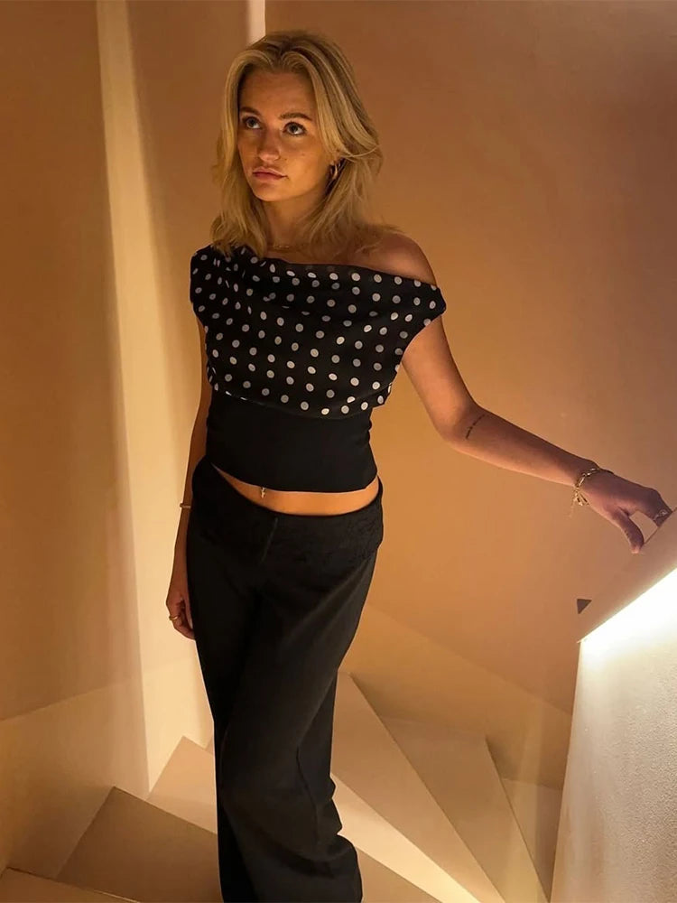 ★ Polka Dot One Shoulder Top