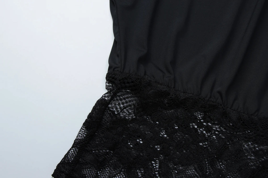 ★ Asymmetric Collar Lace Sleeveless Top