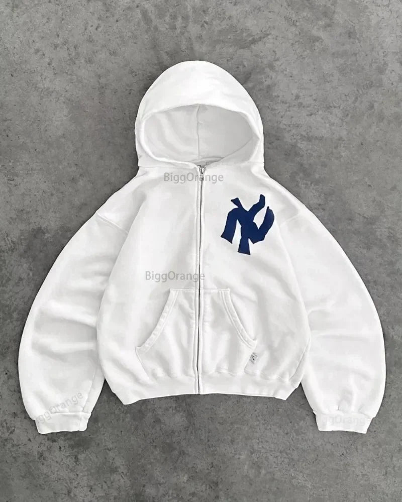 The White Classic NY Street Zip Hoodie