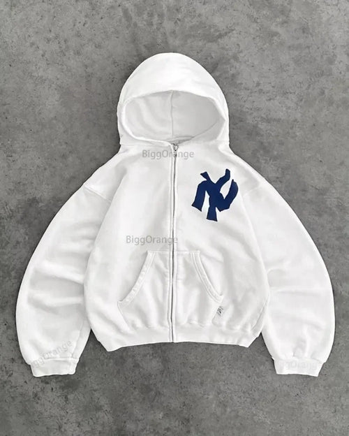 The White Classic NY Street Zip Hoodie