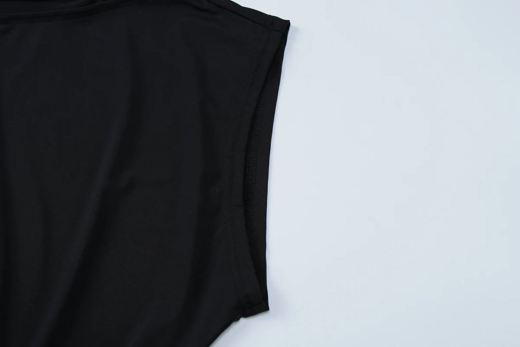 ★ Asymmetric Collar Lace Sleeveless Top