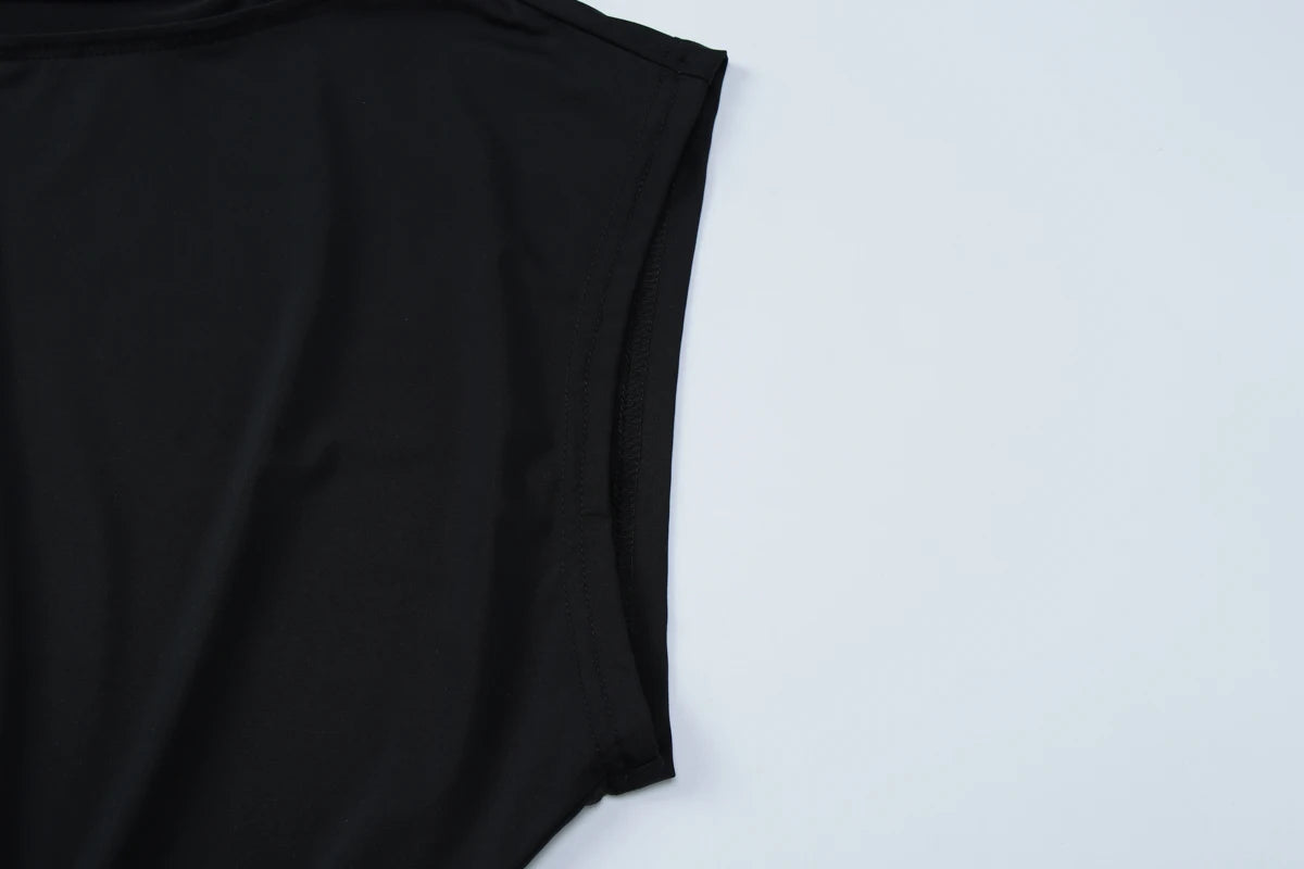 ★ Asymmetric Collar Lace Sleeveless Top