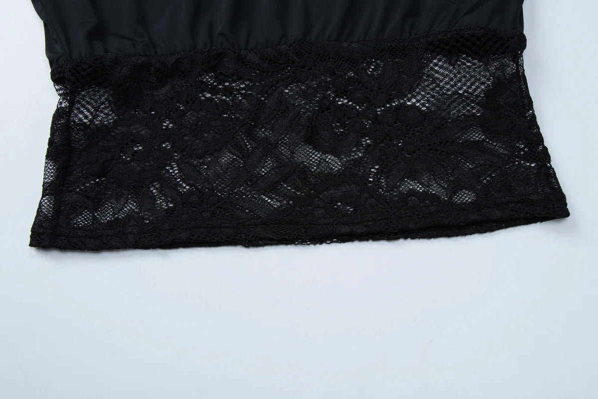 ★ Asymmetric Collar Lace Sleeveless Top