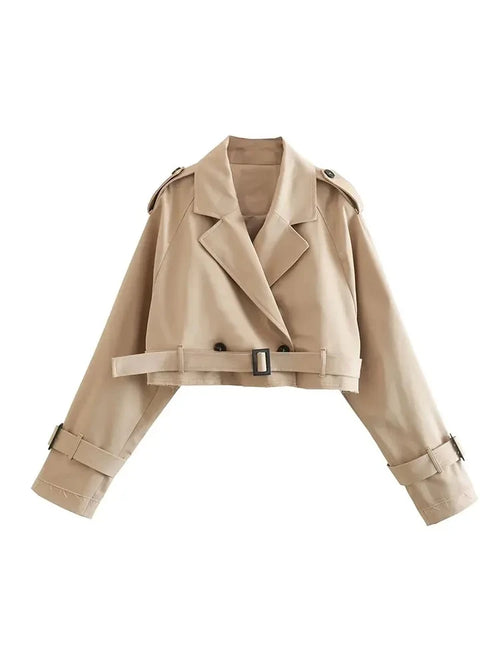★ Beige Cropped Trench Jacket
