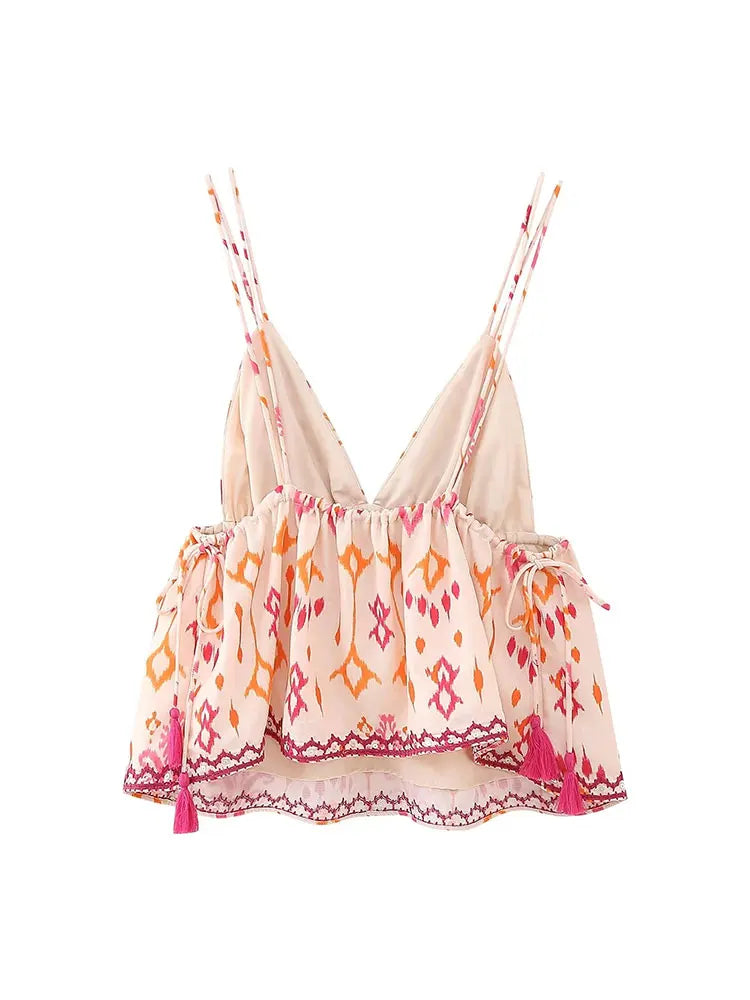 ★ Sunset Print Cropped Top