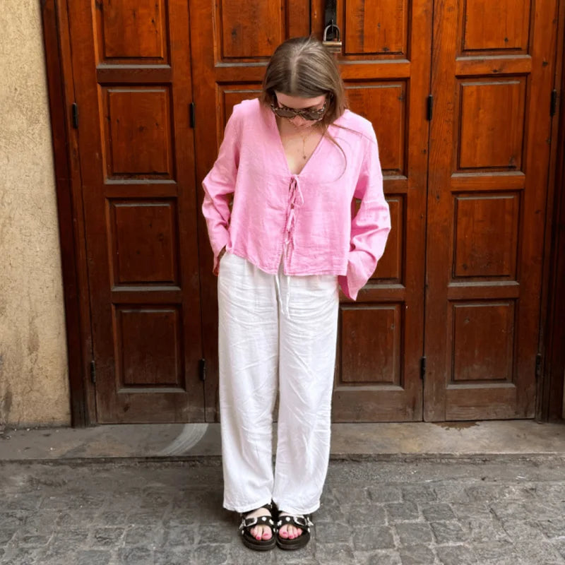 ★ Coastal Breeze Lace-Up Top